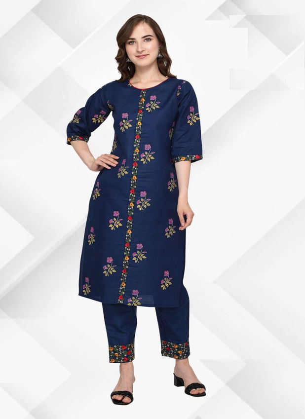 Vv Fabulous Latest Designer Casual Wear Cotton Embroidery Kurtis With Bottom Collection
