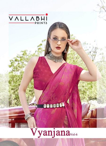 Vyanjana Vol 6 By Vallabhi Georgette Party Wear Sarees Wholesale Shop In Surat
