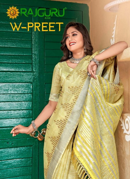 W Preet By Rajguru Cotton Work Chitt Pallu Daily Wear Saree Wholesalers In Delhi 