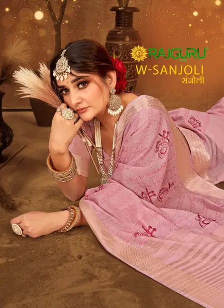 W Sanjoli By Rajguru Liniyan Embroidery Saree Wholesale Price In Surat