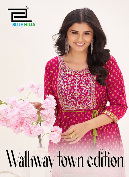 Walkway Town Edition By Blue Hills Rayon Embroidery Anarkali Kurtis Orders In India