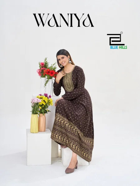 Waniya Blue Hills Rayon Foil Printed Anarkali Concept Kurti Collection