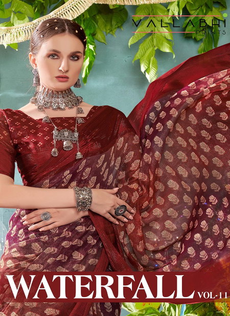 Waterfall Vol 11 By Vallabhi Printed Designer Chiffon Sarees Wholesale Market In Surat

