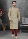 Beige Silk MI 50 Kurta Pajama