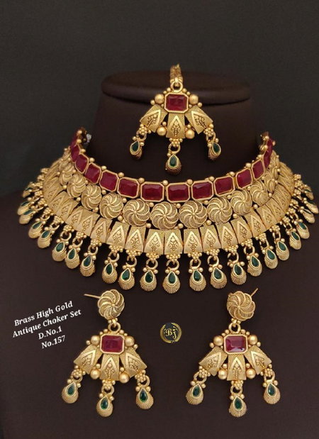 Wedding Wear Brass High Gold Choker Set Bridal Jewellery Catalog
