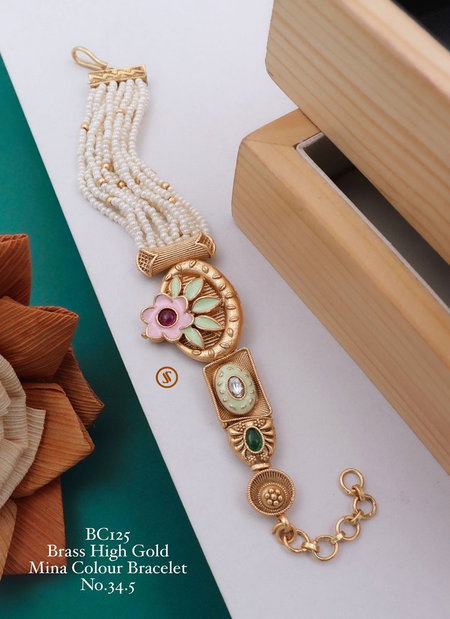 Wedding Wear Brass High Gold Mina Colour Bracelets
