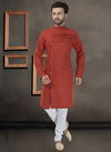 Red Cotton Kurta MI FK 01