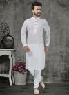 MI White Khadi Cotton Kurta