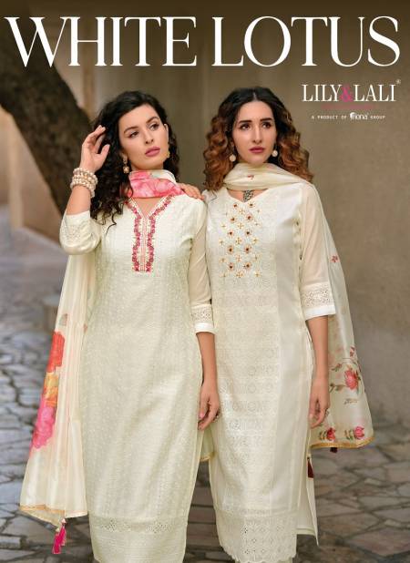 White Lotus By Lily And Lali Chanderi Silk Readymade Suits Wholesale Shop In Surat Catalog