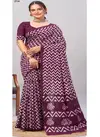 wine Colour Batik Print By Mira Bela Chanderi Soft Cotton Daily Wear Sarees Wholesale Price MB214