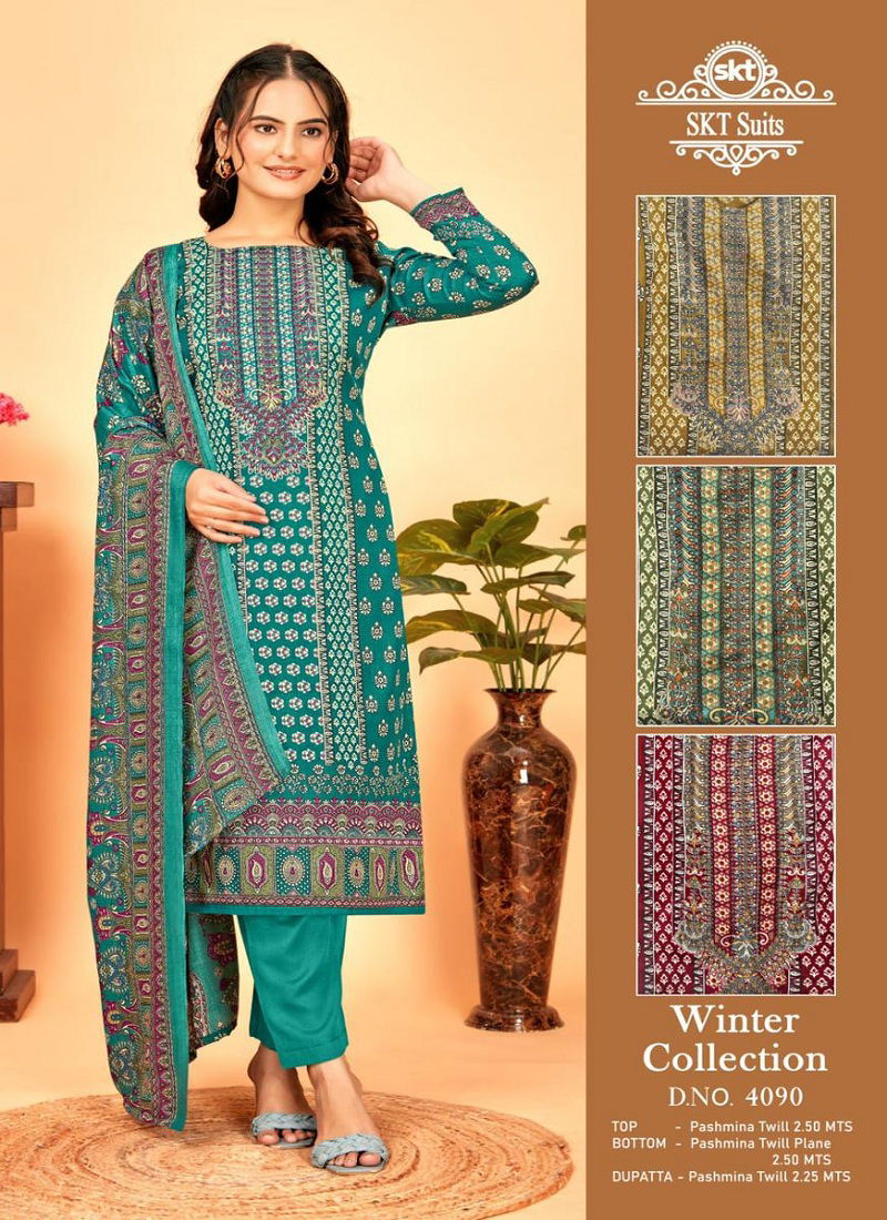 Winter Collection 4090 By Sk Pashmina Printed Dress Material Wholesale Online Catalog