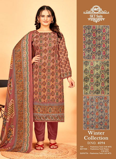 Winter Collection 4094 By Sk Pashmina Printed Dress Material Suppliers In India Catalog