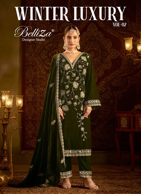 Winter Luxury Vol 2 By Belliza Embroidery Velvet Salwar Kameez Wholesale Shop In Surat
