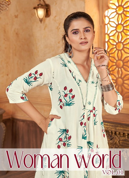Woman World Vol 1 By Blue Hills Rayon Kurti With Bottom Orders In India