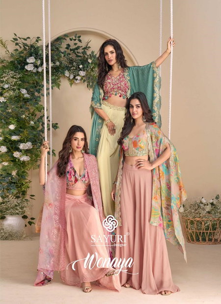 Wonaya By Sayuri Designer Chinon Silk Embroidery Indo Western Exporters In India