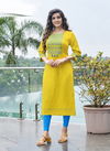 Wooglee 4Ever Ethnic Wear Nylone Viscose Neck Work Designer Kurti Collection