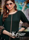 Wooglee Kesar Staright Fancy Festive Wear Heavy rayon Embroidery Work Kurti With Bottom Collection
