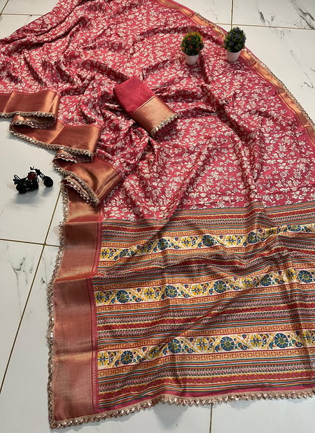Wow Designer Boder Work Tushar Silk Printed Saree Wholesale Price In Surat