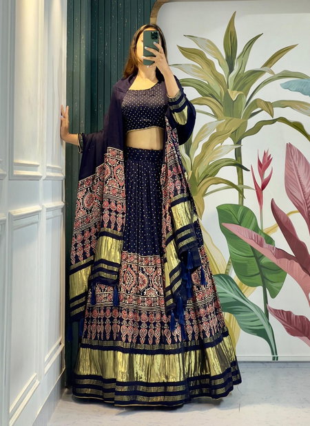 Wow Pure Gaji Silk Bandhej Printed Designer Lehenga Choli Wholesale Shop In Surat