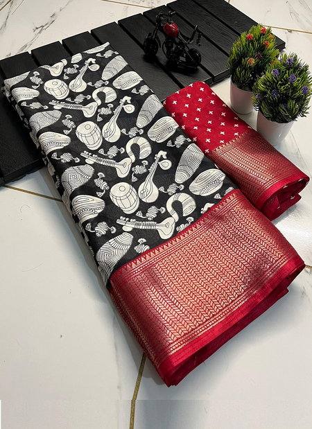 Wow Tabla And Dholak Printed Dola Silk Wholesale Saree In India
