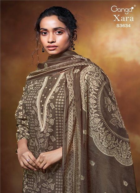 Xara 3634 By Ganga Cotton Printed Embroidery Surat Salwar Suit Wholesale Market