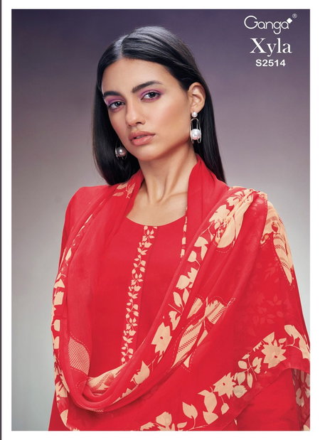 Xyla 2514 By Ganga Printed Premium Cotton Silk Dress Material Wholesale Shop In Surat
 
