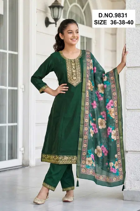 Yasmita 9829 And 9831 Roman Shimmer Bulk Kids Girls Wear Kurti Set Orders In India