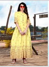 Yellow Festive Wear Designer Long Gown Rang vol 3 Reyon Foil Print Collection 