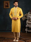 Yellow Banarasi Silk Kurta Pajama 7731