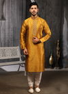Yellow Banarasi Silk Kurta Pajama 7745