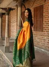 Yellow Flower By Aab Soft Lichi Silk Ocassion Wear Saree Suppliers In India