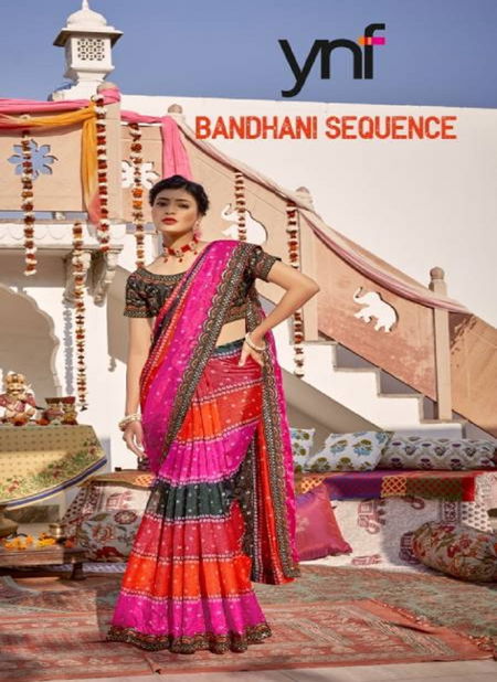 Ynf Bandhani Sequence Printed Sarees Catalog Catalog