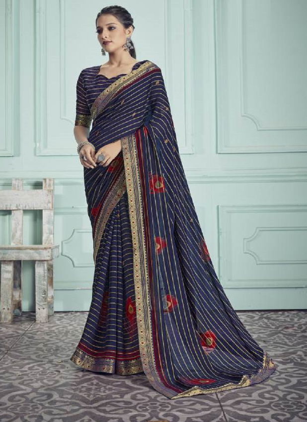 Ynf Morpankh Banaras Fancy Party Wear Georgette Designer Saree Collection