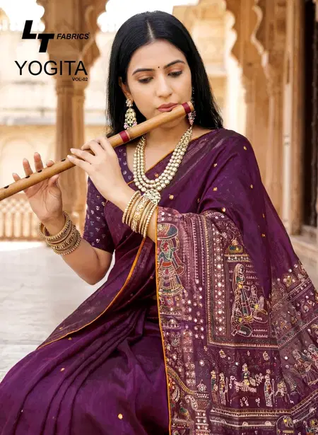 Yogita Vol 2 By Lt Fandy Satin Foil Printed Saree Exporters In India
