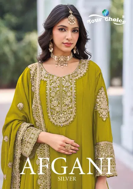 Afgani Silver By Your Choice Wholesale Chinon Readymade Suits Suppliers In Mumbai
