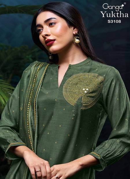 Yuktha 3108 By Ganga Bemberg Silk Surat Designer Salwar Kameez Wholesale Market