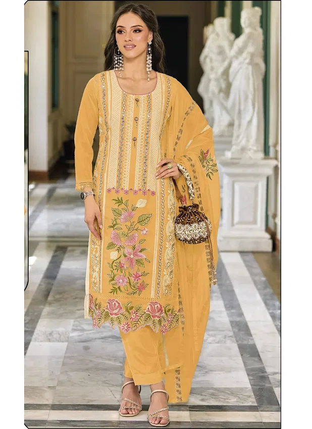 Z 215 Zarqash Embroidery Georgette Pakistani Readymade Suits Wholesale Shop In Surat