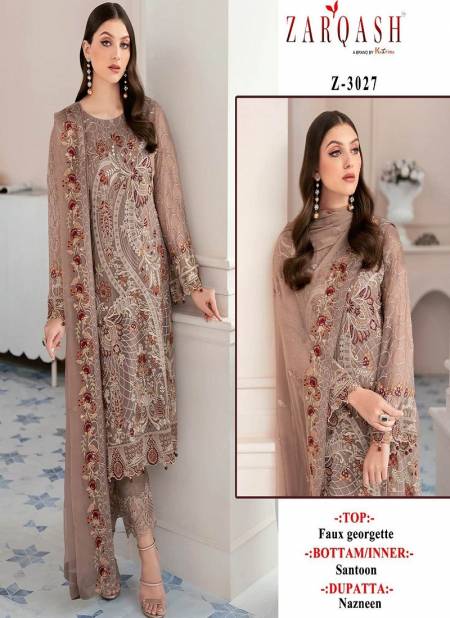 Z 3027 Zarqash Embroidery Georgette Pakistani Suits Exporters In India