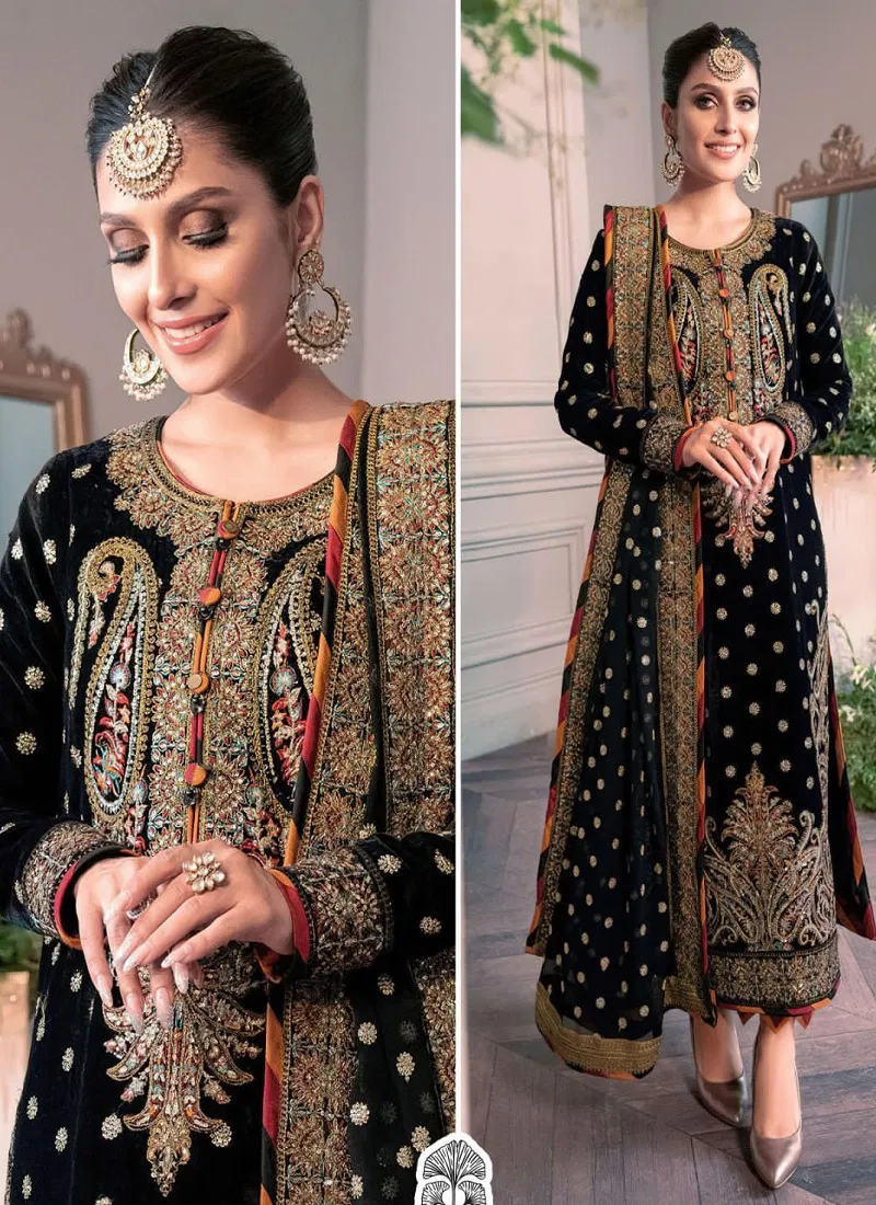 Zaha 10113 Georgette Embroidery Pakistani Suit Wholesale Price In Surat	 Catalog