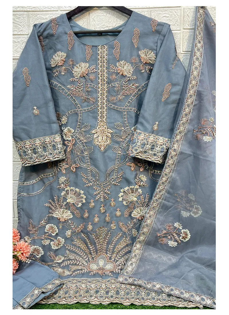 Zaha 10299 A To D Embroidery Organza Pakistani Readymade Suits Wholesale Shop In Surat Catalog