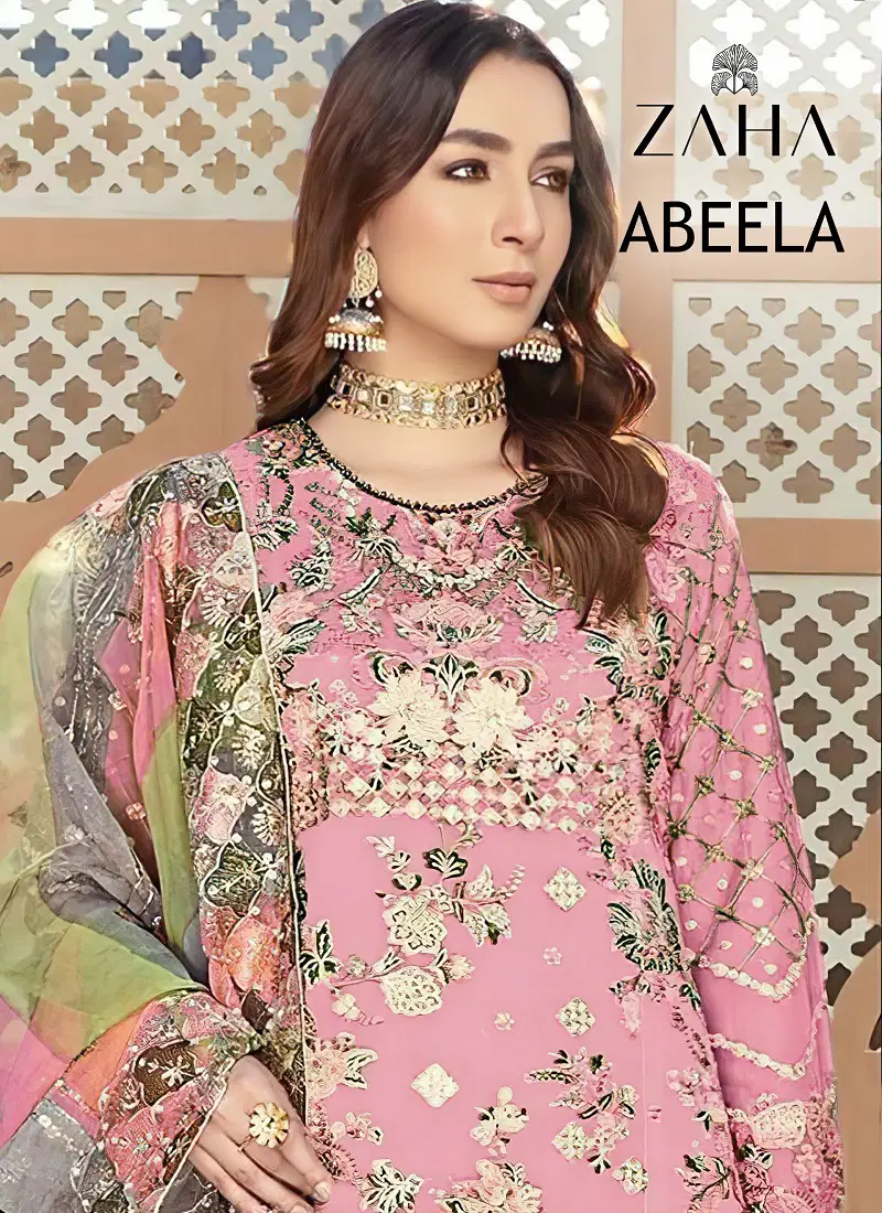 Zaha 10326 Orangza Embroidery Pakistani Suit Suppliers In India Catalog