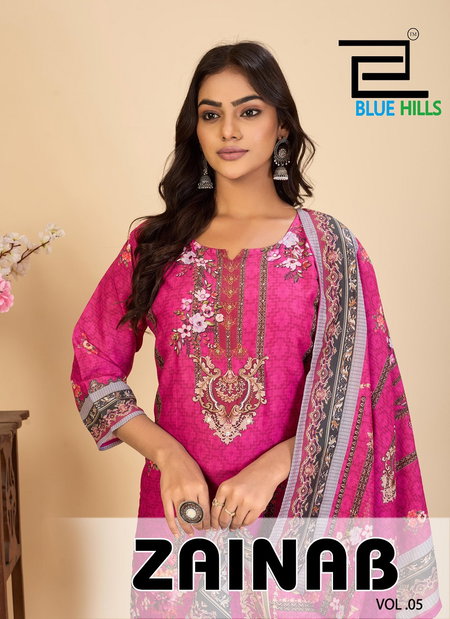 Zainab Vol 5 By Blue Hills Muslin Printed Kurti With Bottom Dupatta Exporters In India