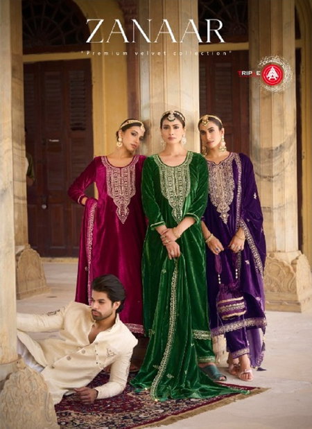 Zanaar By Fourdots Viscose Bravo Velvet Surat Dress Material Wholesale Market
