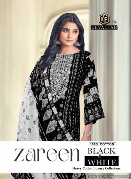 Zareen Black And White By Keval Printed Cotton Dress Material Wholesale Market In Surat Catalog