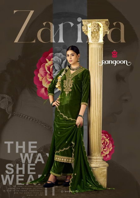 Zarina By Rangoon Velvet Kurti With Bottom Dupatta Suppliers In India
