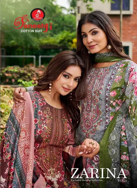 Zarina Vol 1 By Ganeshji Soft Cotton Self Embroidery Online Dress Material Wholesale

