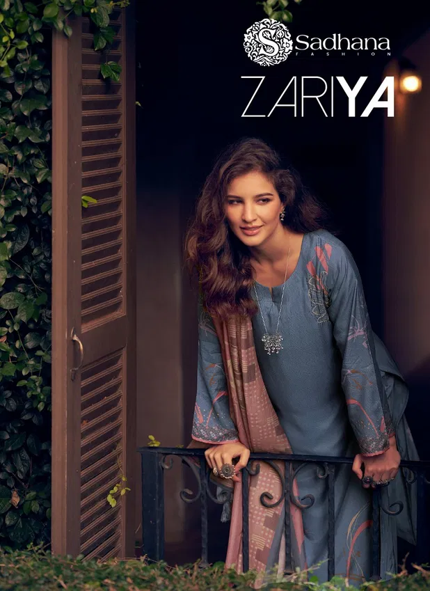 Zariya By Sadhana Shimmer Muslin Silk Digital Printed Dress Material Orders In India