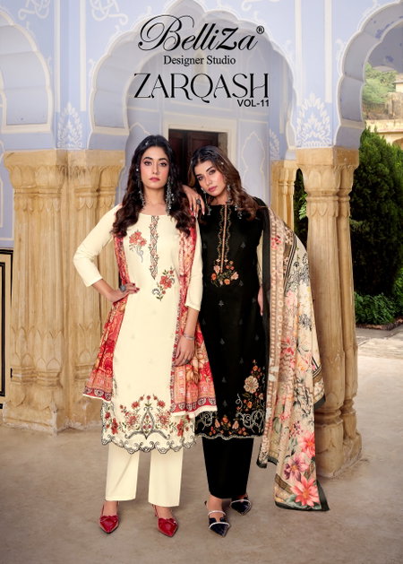 Zarqash Vol 11 By Belliza Jam Embroidery Dress Material Wholesale Online