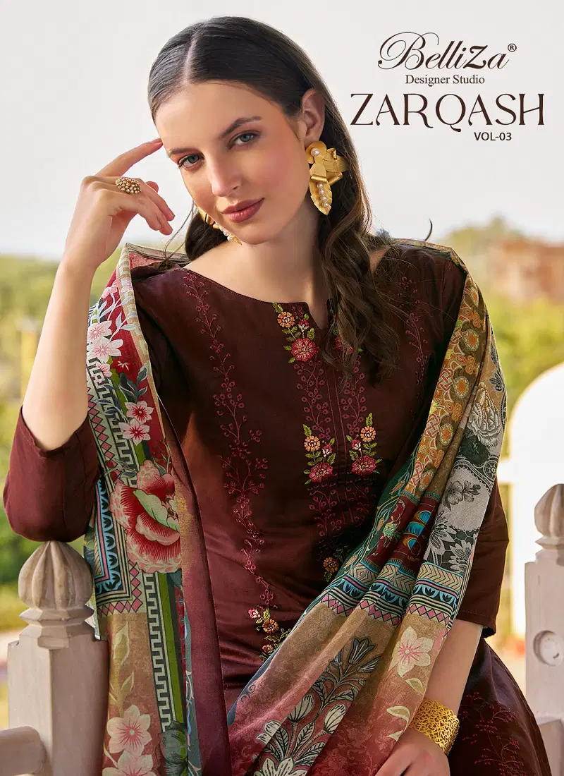 Zarqash Vol 3 By Belliza Jam Cotton Digital Printed Dress Material Online Wholesale Catalog