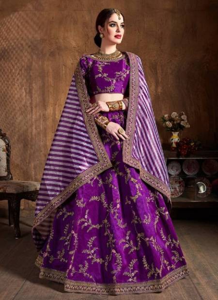 ZEEL CLOTHING CULTURAL Wedding Wear Raw Silk Zari And Sequins Embroidery Work Lehenga Choli Collection 7414